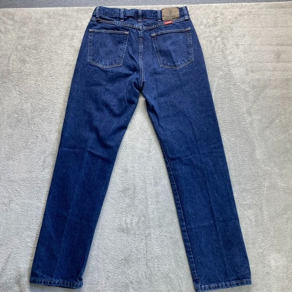 Wrangler Jeans Mens 34X34 Blue Regular Straight Dark Wash Workwear Denim - Picture 2 of 10